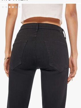 MOTHER Black Straight Leg High-Rise Jeans - Women